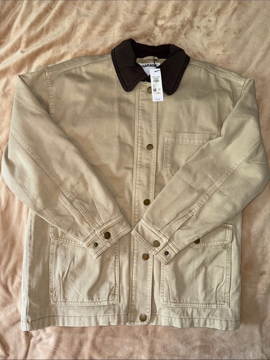 Garage Jackets & Blazers - NWT Garage Khaki Jacket with Dark Brown Collar - S/M